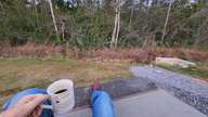 SATURDAY - The view West from my morning deck chair was wild and undeveloped. I guess the storm ditch could be called 'developed' but that's OK with me.