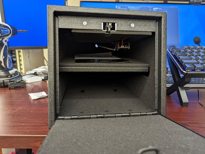 Image: The inside of the safe with the charger installed.