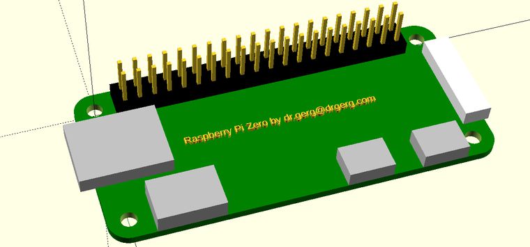 Image: An OpenSCAD model of a Raspberry Pi Zero.